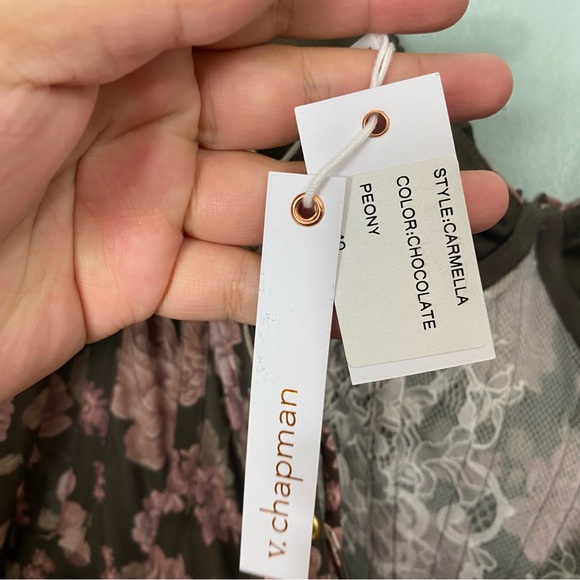 V Chapman Carmella Dress‎ In Chocolate Peony Floral Maxi Gown Corset Size 10 - Picture 8 of 11